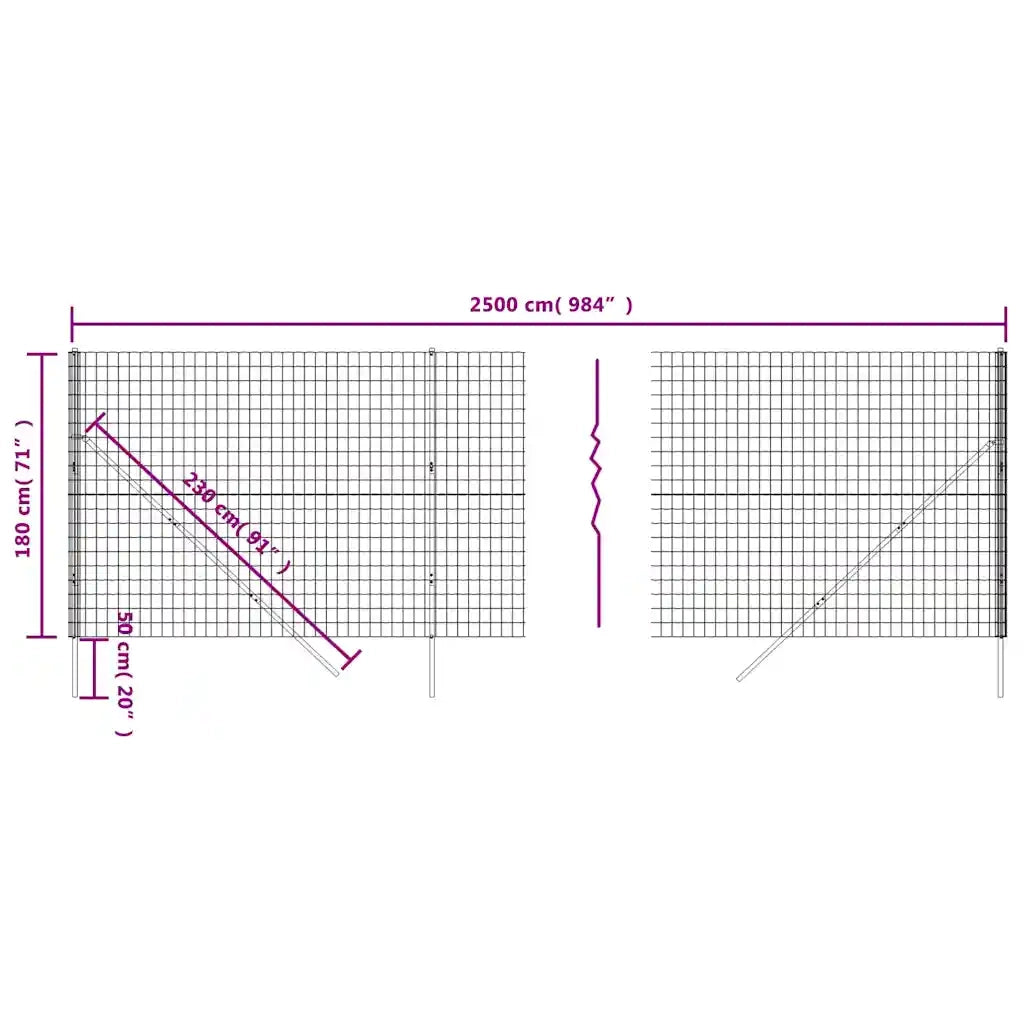 Recinzione Metallica Antracite 1,8x25 m in Acciaio Zincato 154221