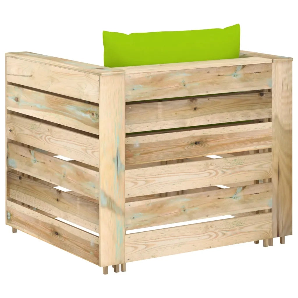 Set Divani da Giardino con Cuscini 2 pz Legno Impregnato Verde cod mxl 43489