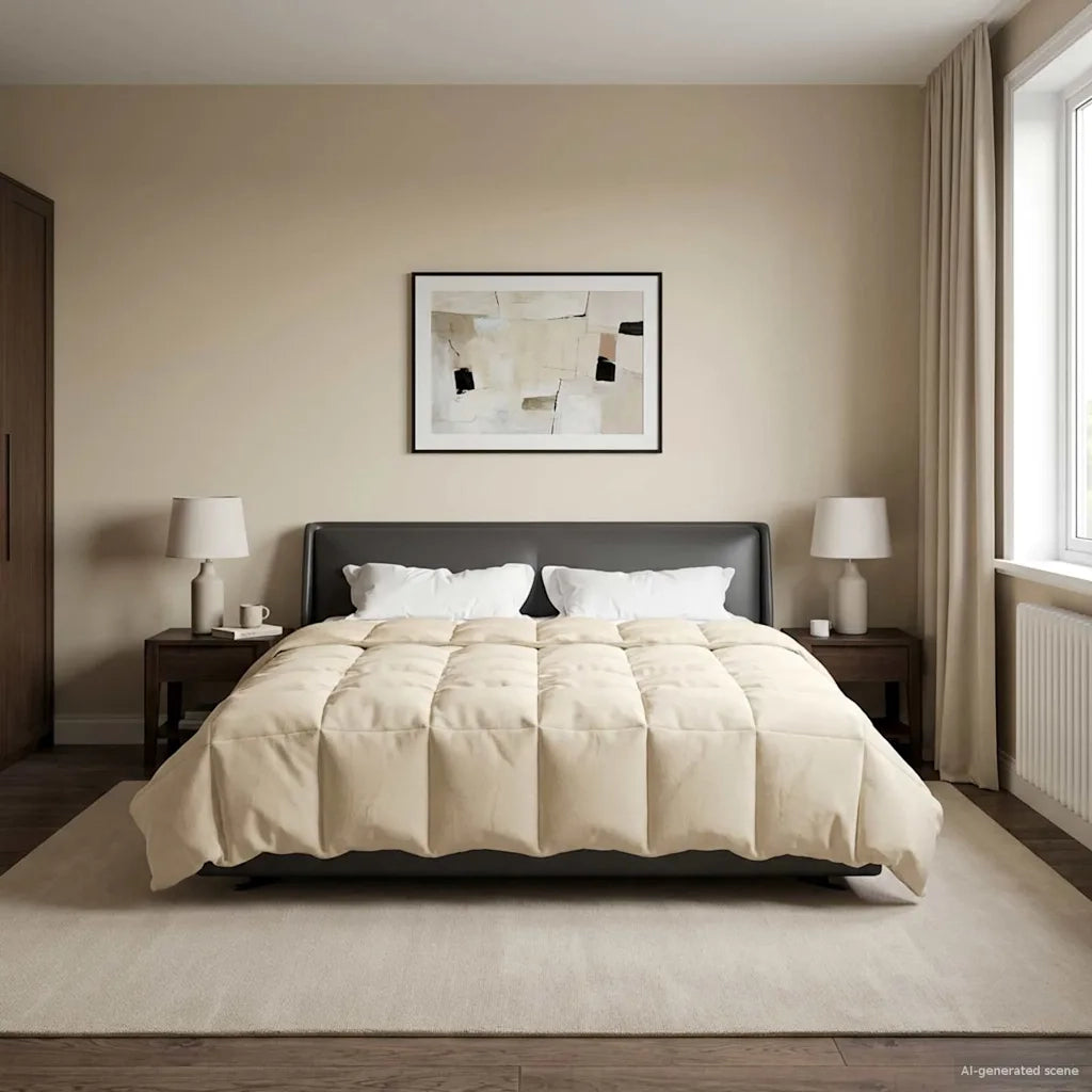 Duvet Invernale Trapuntato Crema 200 x 200 cm Microfibra