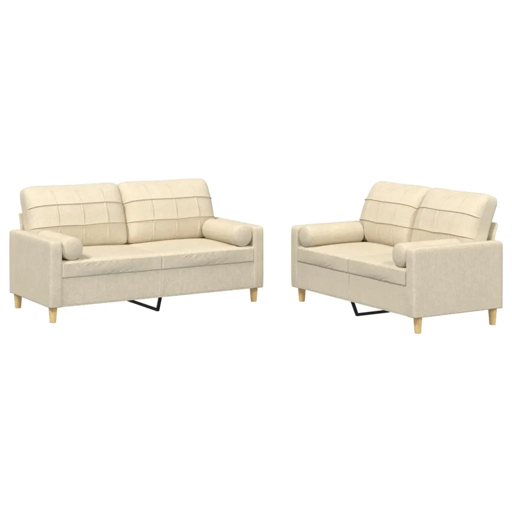 Set Divani 2 pz con Cuscini Crema in Tessutocod mxl 131009