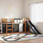 vidaXL Letto a Castello con Scivolo e Tende Bianco e Nero 90x200 cm