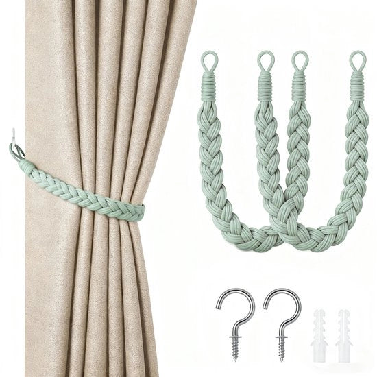 Doppio set di cordoncini per tende - cordino per tende da 60cm - cordoncini per tende manuale - cordoncini per tenda avvolta - con ganci - adatto per casa, ufficio, soggiorno, camera da letto