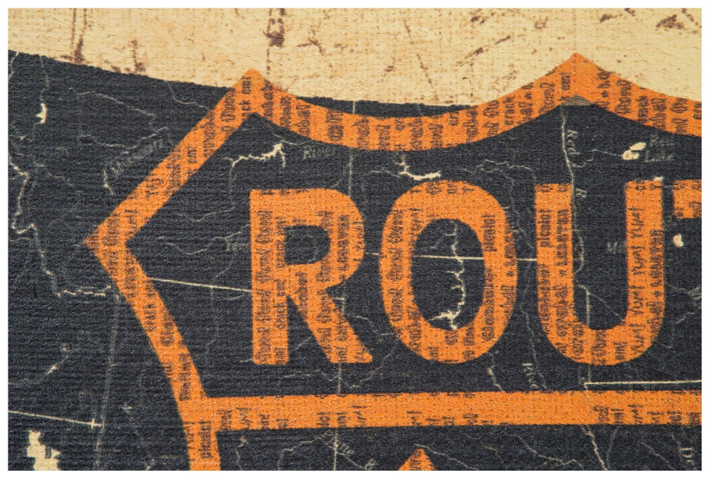 Biscottini Stampa 'ROUTE 66' su tela in juta grezza anticata L60xPR1,9xH45 cm dimensioni