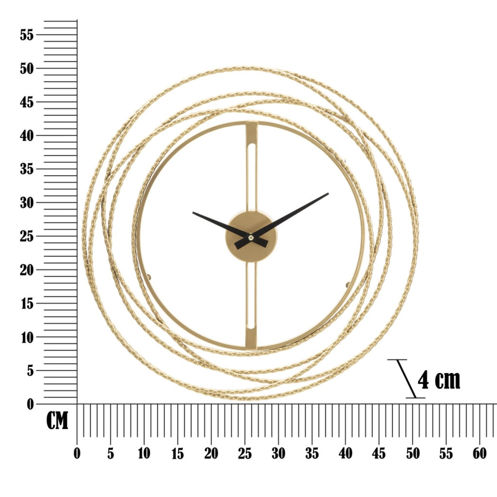 Orologio da parete Gold Strips con anelli concentrici in ferro oro