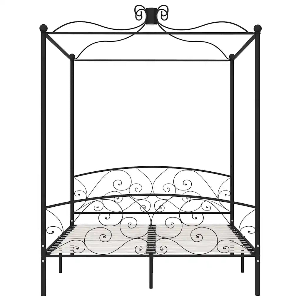 Letto a Baldacchino Nero in Metallo 180x200 cm 284479