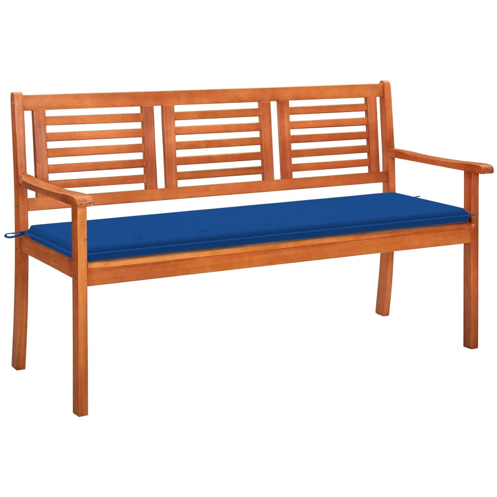 Panchina da Giardino 3 Posti e Cuscino 150cm Massello Eucaliptocod mxl 72483