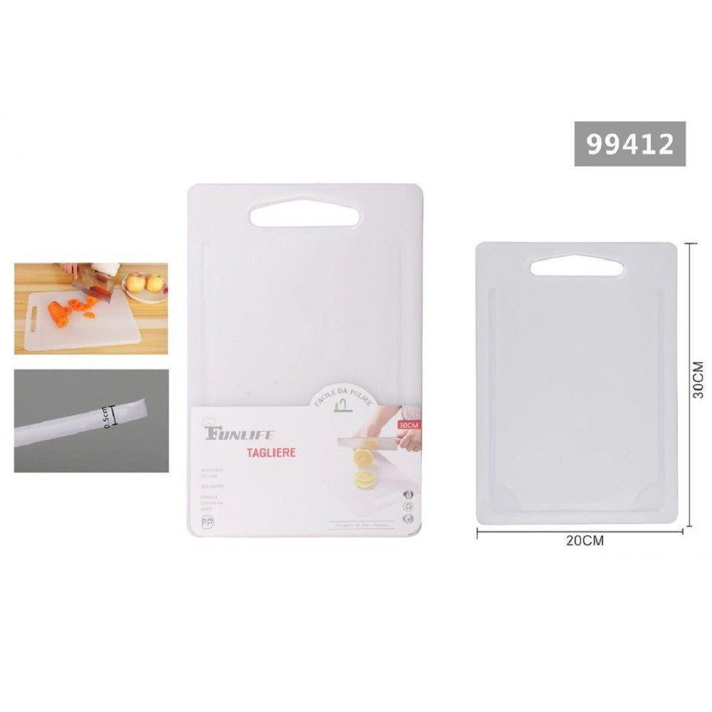 Trade Shop - Tagliere Plastica Con Canale Scanalatura 30x20x0.5cm Frutta Verdure Cucina 99412 -