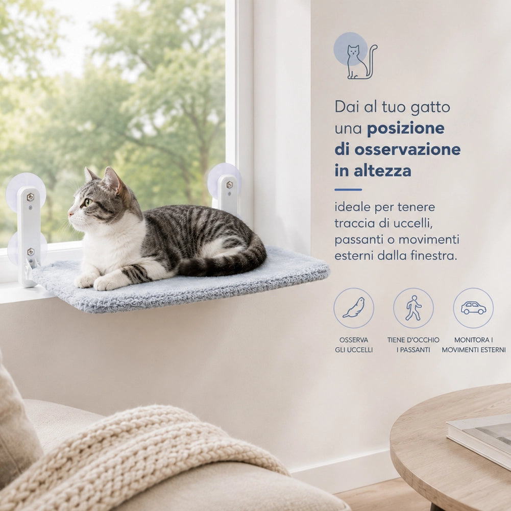 Amaca per Gatto da Finestra Max 6kg Lettino per Animali Domestici Cuccia 52x30cm