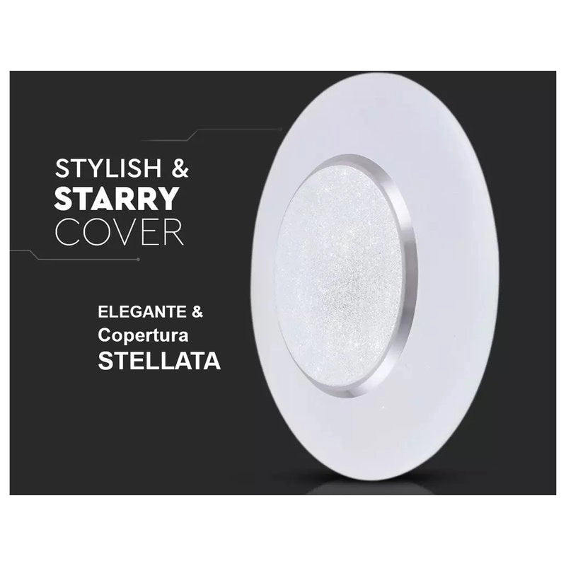Plafoniera A Led Da Soffitto CCT 3 in 1 Rotonda 60W D500mm Effetto Stellato Cristallo Con Telecomando Incluso SKU-14621
