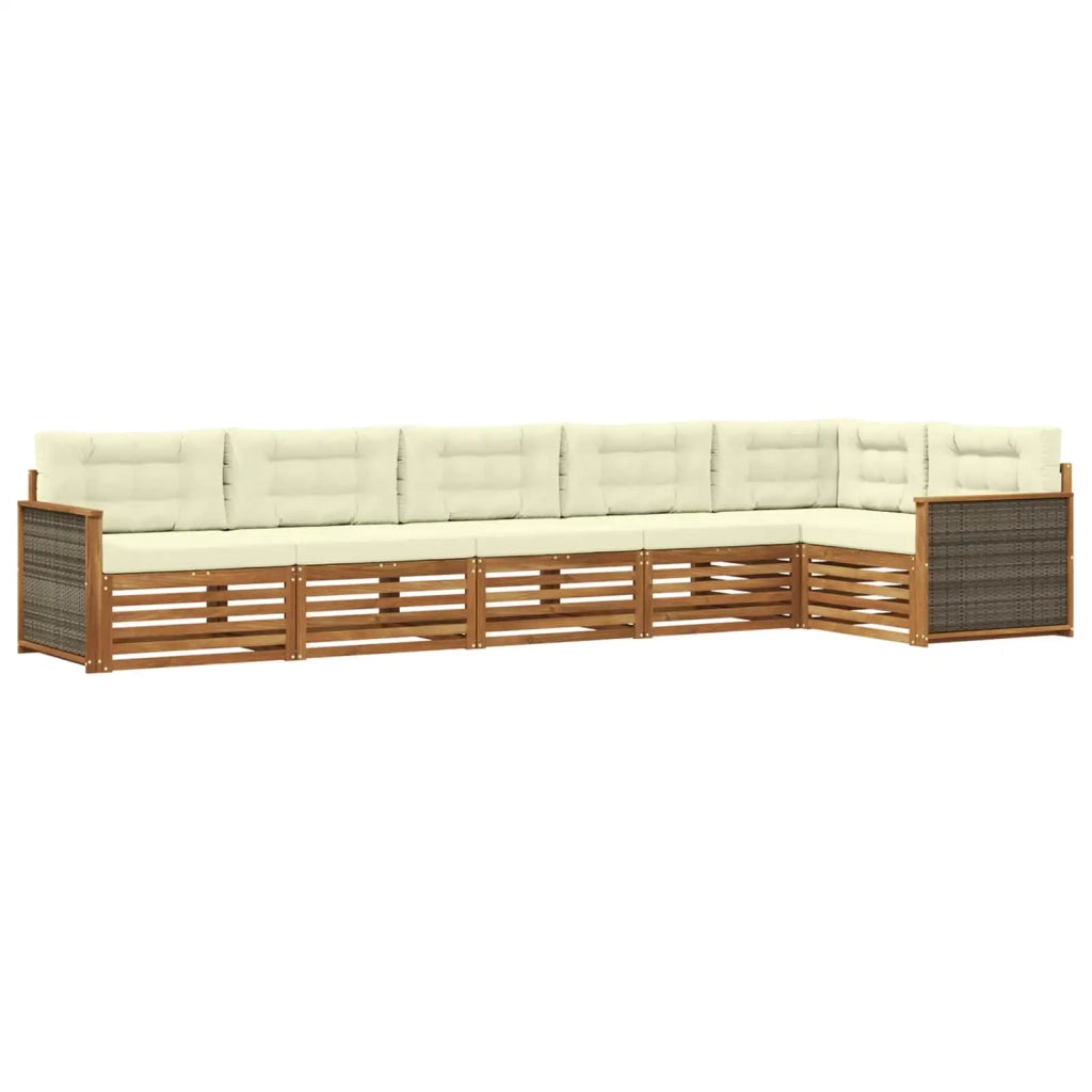 Set di divani da esterno con cuscino 6 pcs Naturale e Crema 3383408