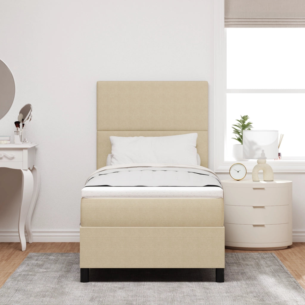 Letto Box Spring con Materasso e Luce LED Verde Grigio 100x200 cm Tessuto Corduroy
