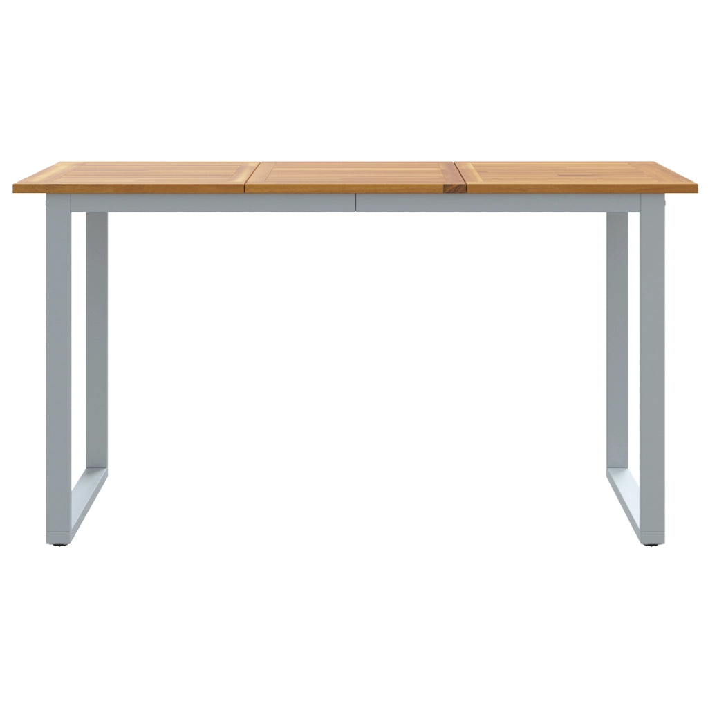Tavolo da Pranzo Esterno Grigio 140x80x75 cm Acciaio e Legno Massello di Acacia