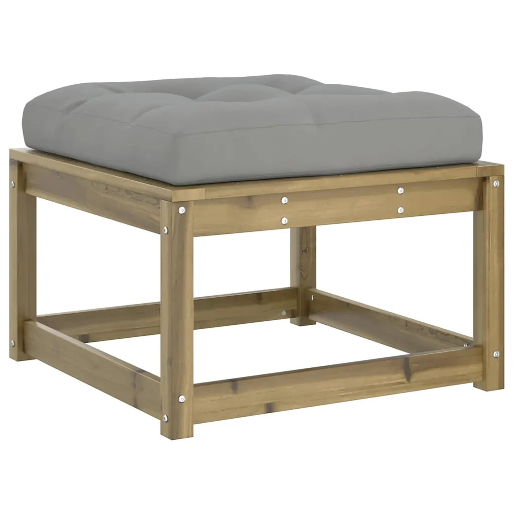 Poggiapiedi da Giardino con Cuscino in Legno Impregnato di Pino 844703