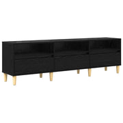 Mobile porta TV rettangolare con cassetti e ripiani stile rustico per soggiorno 150 x 30 x 45 cm legno composito nero 02_0052481