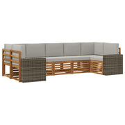 Set divano sezionale 7 pcs Naturale e Grigio Chiaro Poliestere