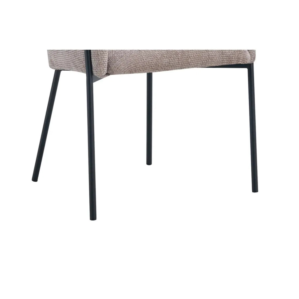 Sedia da pranzo CAMPBELL - Tessuto sabbia - Braccioli - Piedi in metallo nero - Stile design / industriale
