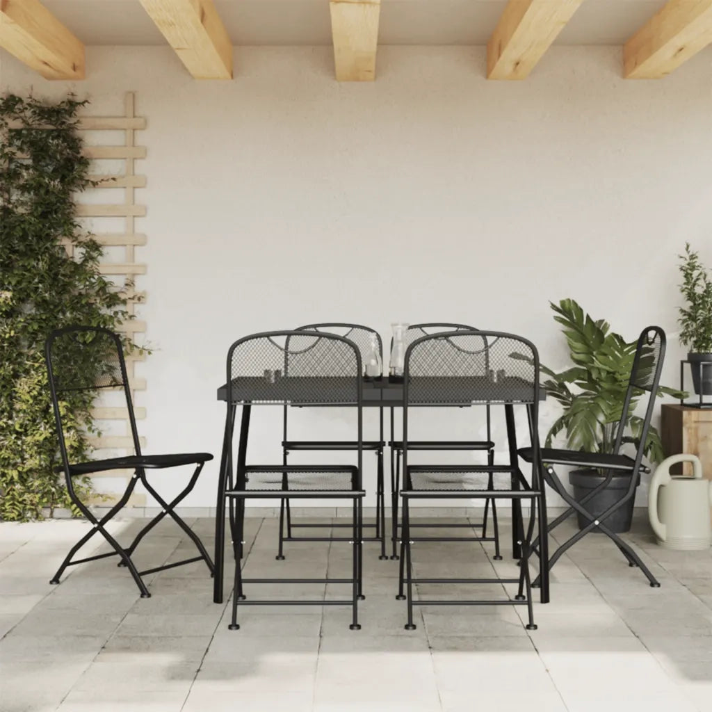 Set da Pranzo da Giardino 7pz | Set Salotto da Giardino Antracite in Rete Metallica