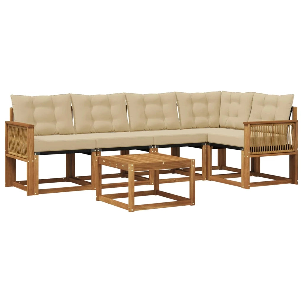 Set di divani da esterno 6 pz Naturale e Beige 3381973