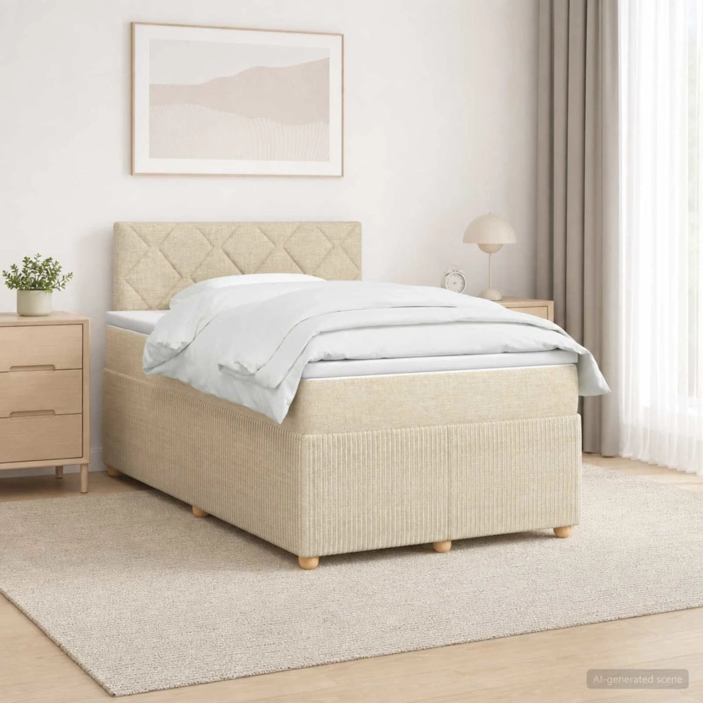 Letto box spring con materasso Crema 120 x 200 cm Tessuto 3452916