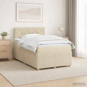Letto box spring con materasso Crema 120 x 200 cm Tessuto 3452916