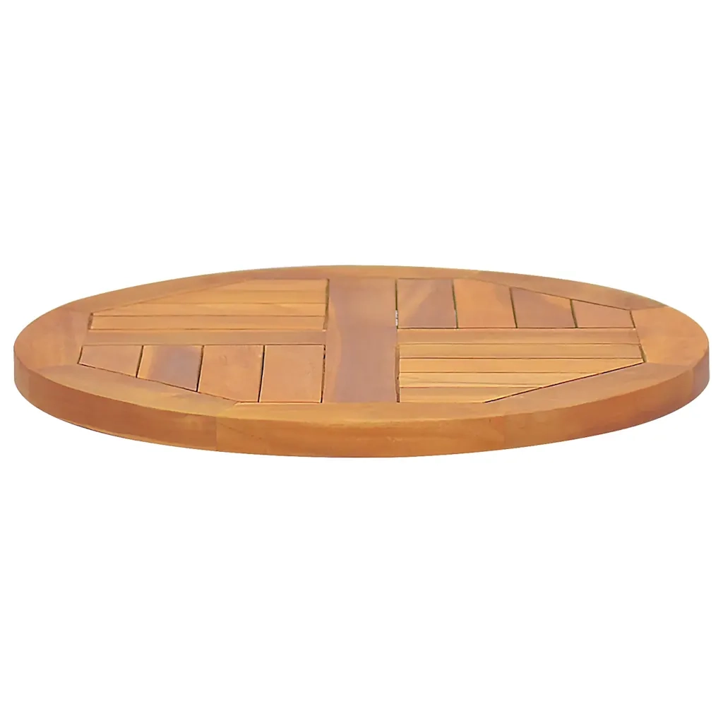 Piano Tavolo | Superficie Tavolo | Piano Scrivania in Legno Massello di Teak Rotondo 2,5 cm 50 cm
