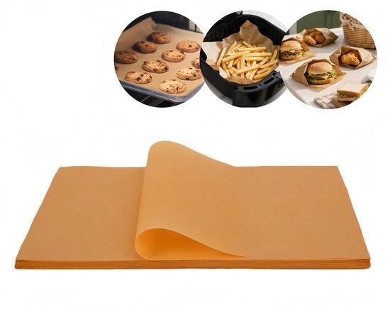 100 pezzi di carta da cucina senza grassi per contenitori alimentari - 15x15 cm - Carta da cucina senza grassi per imballaggio di pane, hamburger, patatine e panini - Marrone