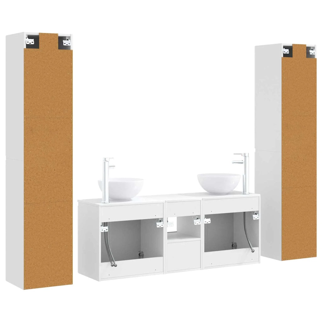Set di mobili per il bagno 5 pz Bianco Lucido 3406027