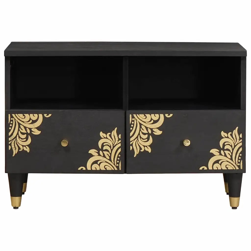 Mobile TV-Credenza per TV-Console TV Nero 70 x 33 x 46 cm Legno di mango massello