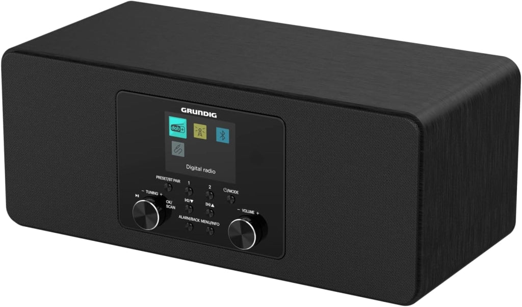 DTR 4600 2.0 DAB+ Radio digitale FM 2.0 Sistema di altoparlanti stereo da 10 W RMS, Funzione Allarme, Automatico addormentato, Display a colori, Nero