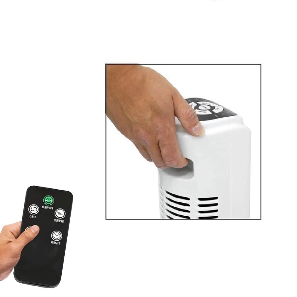 Ventilatore a Torre 80 cm Silenzioso 3 Velocità Oscillante Timer con Telecomando 45W