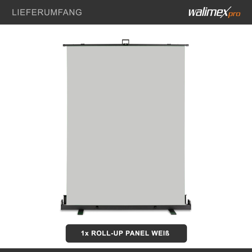 Fondale fotografico roll-up grigio 155x200, sfondo portatile con scatola di trasporto per fotoshooting, sistema autoportante, telo ingualcibile per studio fotografico