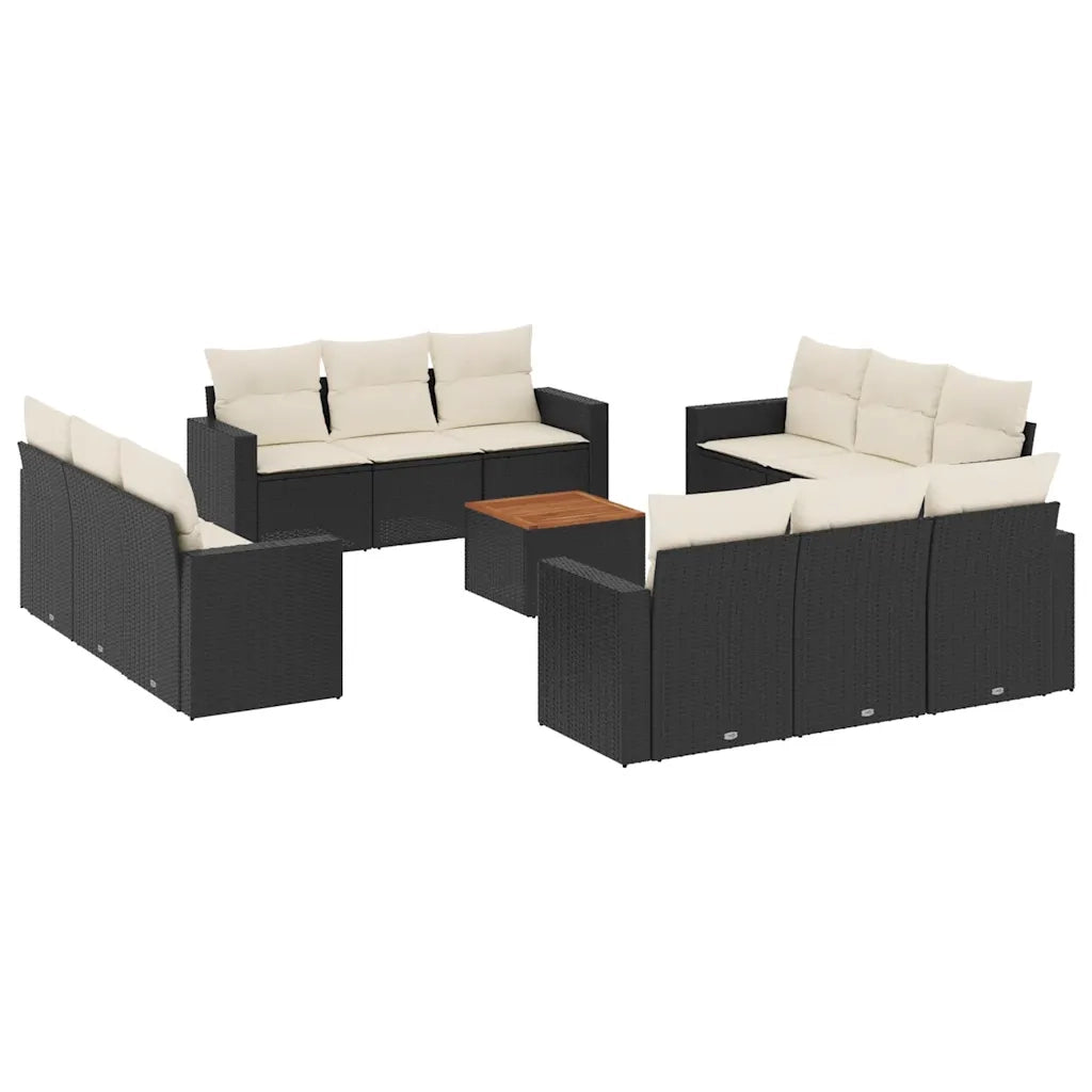 Set Divani da Giardino 13pz con Cuscini Nero in Polyrattan 3256385