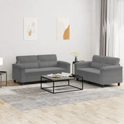 Set Divani 2 pz con Cuscini Grigio Scuro in Tessuto Microfibracod mxl 130752