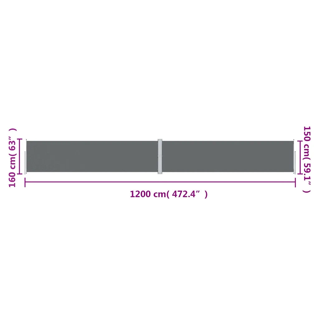 Tenda da Sole Laterale Retrattile-Tenda parasole per balcone Antracite 160x1200 cm 895032