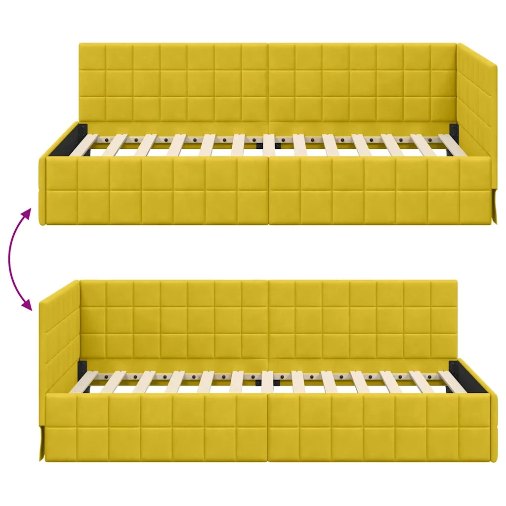 vidaXL Cornice del letto ad angolo Giallo 90 x 190 cm Velluto