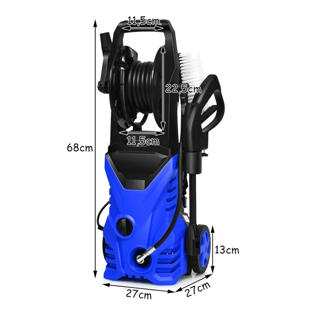 Idropulitrice con 2030 PSI, 5L / Min Idropulitrice Portatile con Ugello Lotus e Ugello ad Alta Pressione, Cavi e Tubi Più lunghi, Adatto per La pulizia di Giardini, Auto,Case(blu)