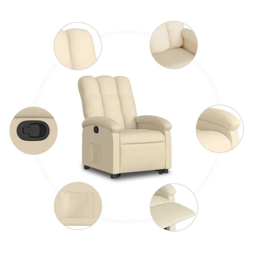 Poltrona | Sedia Relax Alzapersona Reclinabile Crema in Tessuto