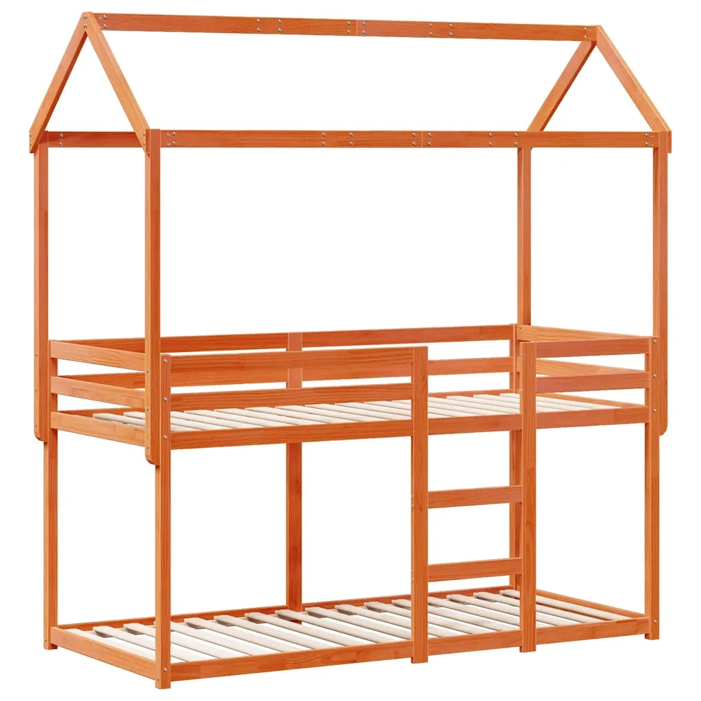Letto singolo | Letto per adulti | Letto a Castello con Tetto Cera 90x200 cm Legno Massello Pino
