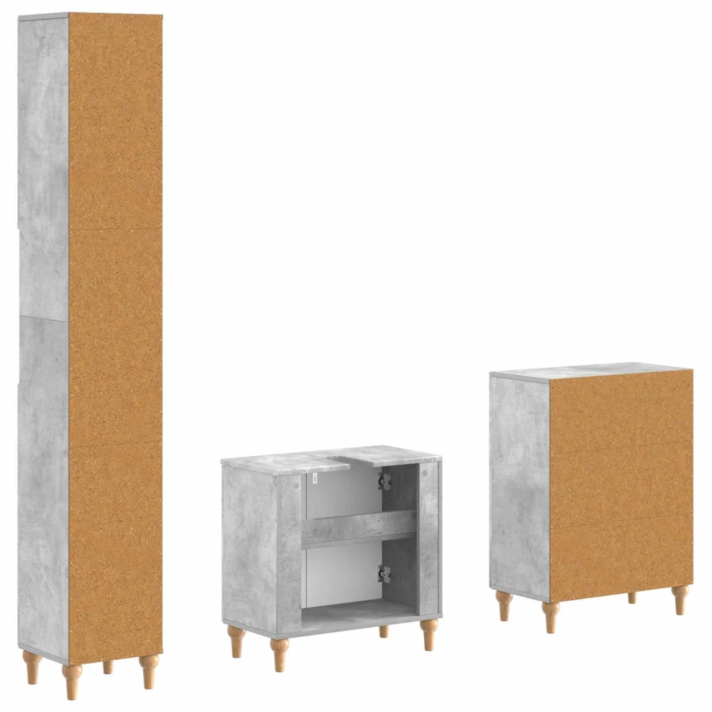 Set di armadietti da bagno in 3 pezzi ALKMAAR Grigio Cemento 3417426
