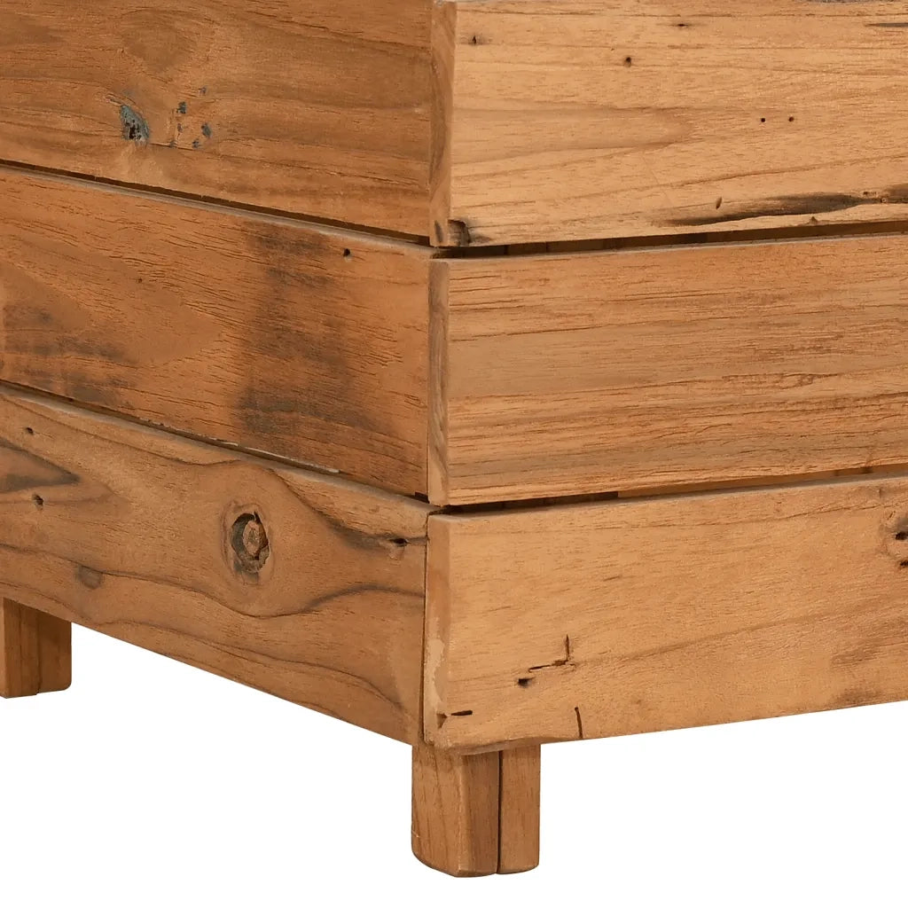 Letto Rialzato 150x40x55 cm Legno di Teak di Recupero e Acciaio 47426