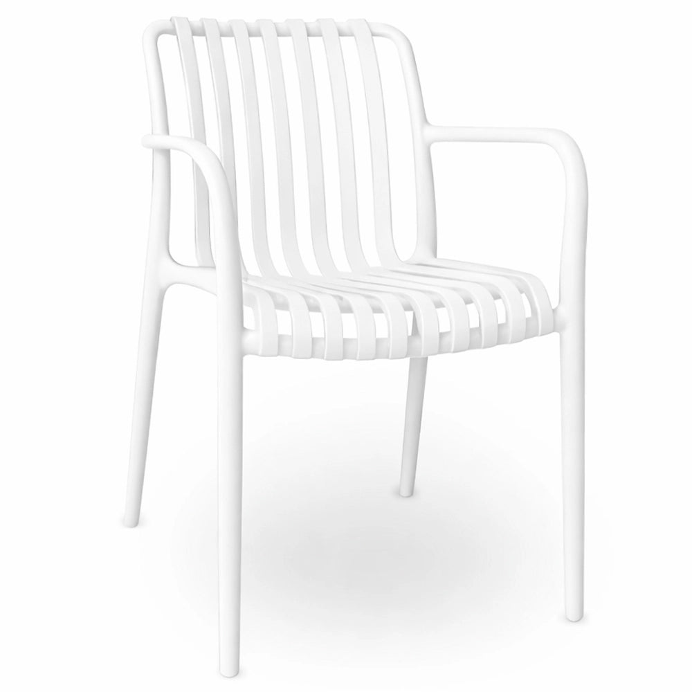 Sedia Iside da esterno in plastica bianca comfort premium con braccioli
