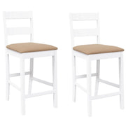 vidaXL Sgabelli da Bar con Cuscini 2 pz Bianco Legno Massello di Hevea