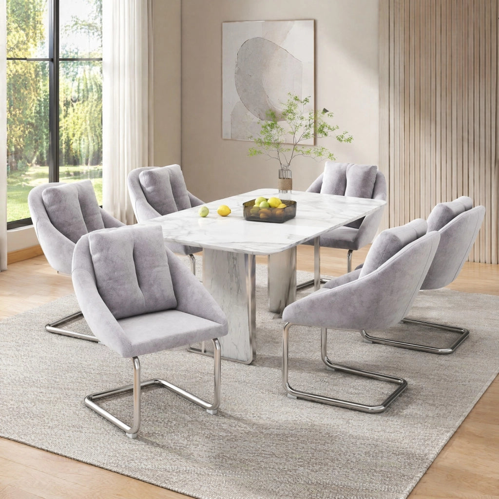 SEDIA Set da 6 pezzi in velluto grigio