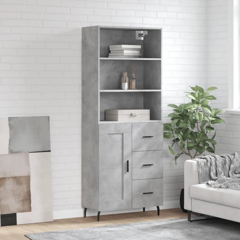 Credenza | Madia | Buffet da pranzo | Armadio da pranzo Grigio Cemento 69,5x34x180 cm in Legno Multistrato