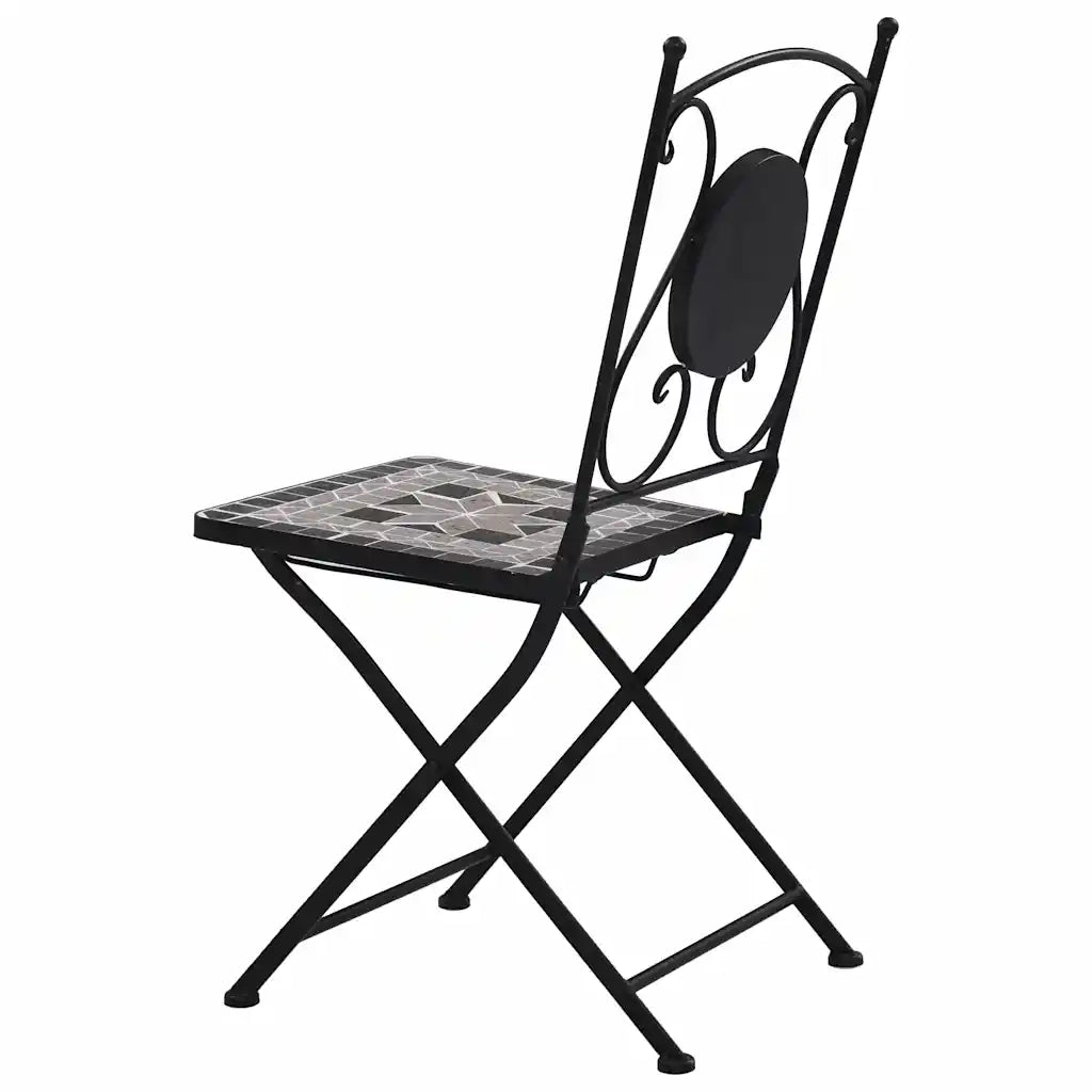 Sedie da BistrÃ² con Mosaico 2 pz Grigie cod mxl 7112