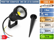 UNIVERSO ES06-N LAMPADA DA GIARDINO LED COB 5W CON PICCHETTO ORIENTABILE 360° IP65 660LM FASCIO 60° IN ALLUMINIO E VETRO – 3000K, 4000K, 6500K, VERDE - Colore Luce:Verde