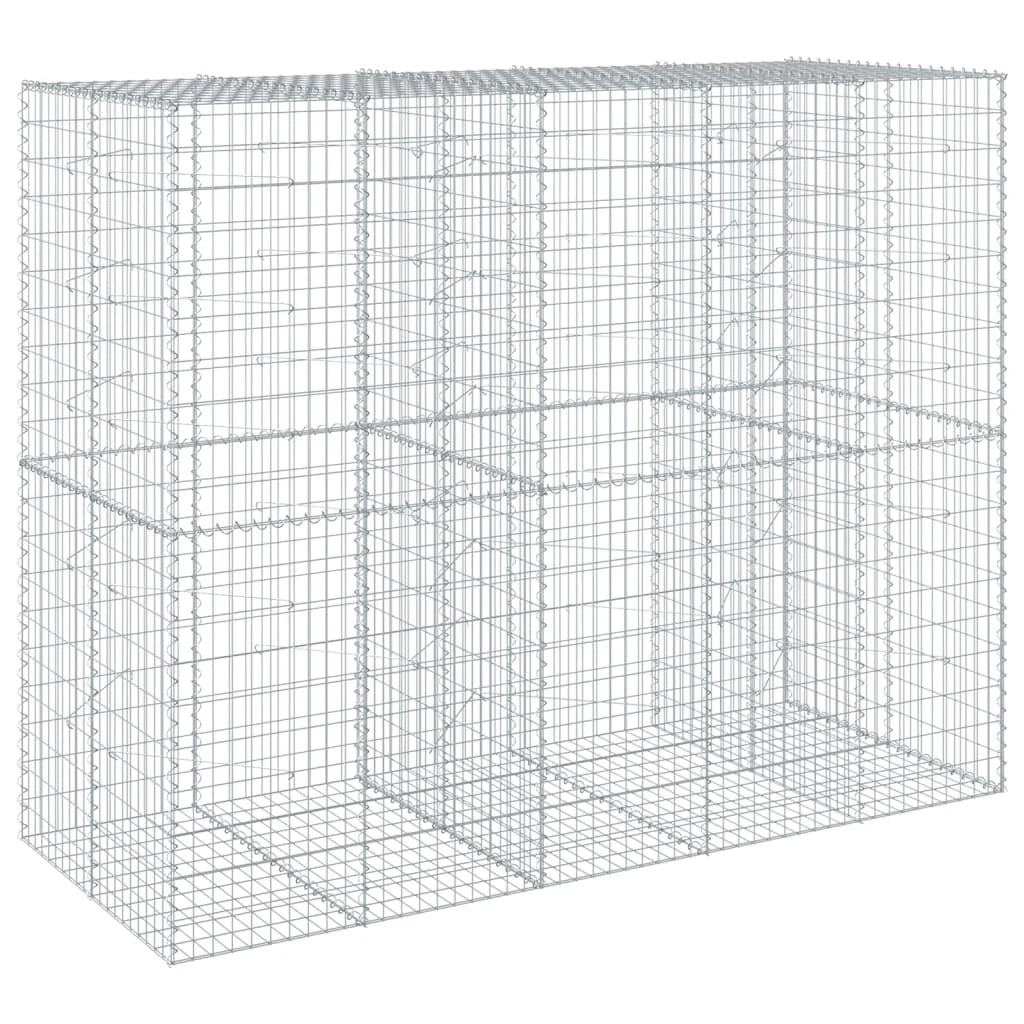 Gabbione recinto a gabbia muro di contenimento con coperchio 250 x 100 x 200 cm ferro zincato argento 02_0040148