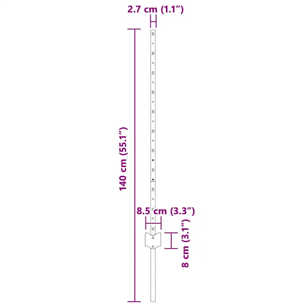 Palo della recinzione 11 pz Verde 100 cm Acciaio CFW9559130
