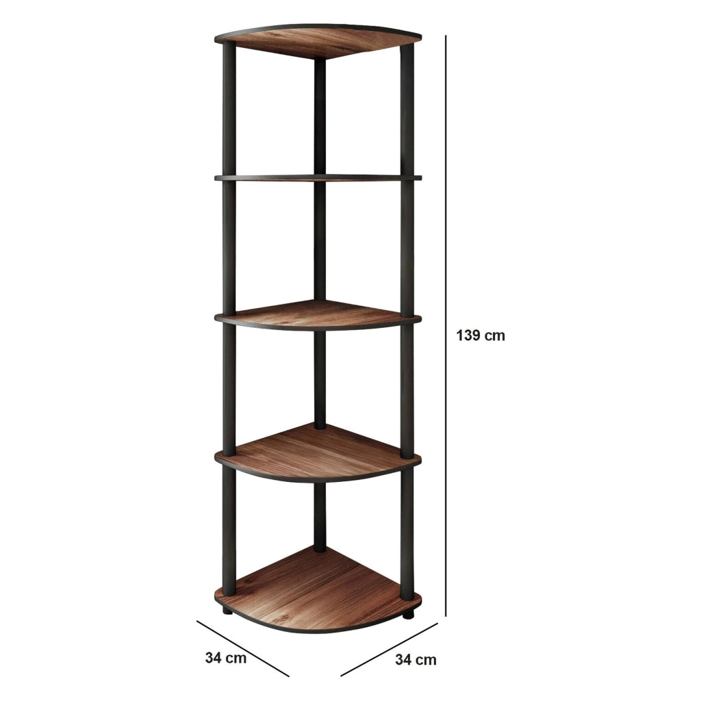 Biblioteca Sessanio, Libreria 4 Ripiani, 34x34x139h cm Marrone Noce