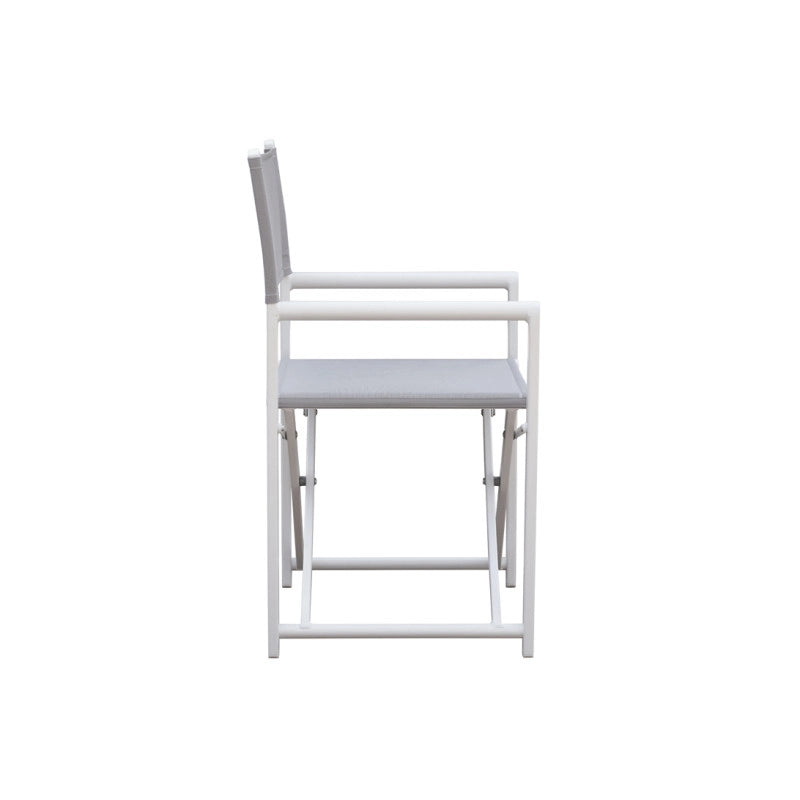 Set Di 4 Sedie Regista Paros Alluminio Bianco/Text Grigio Chiaro Moia